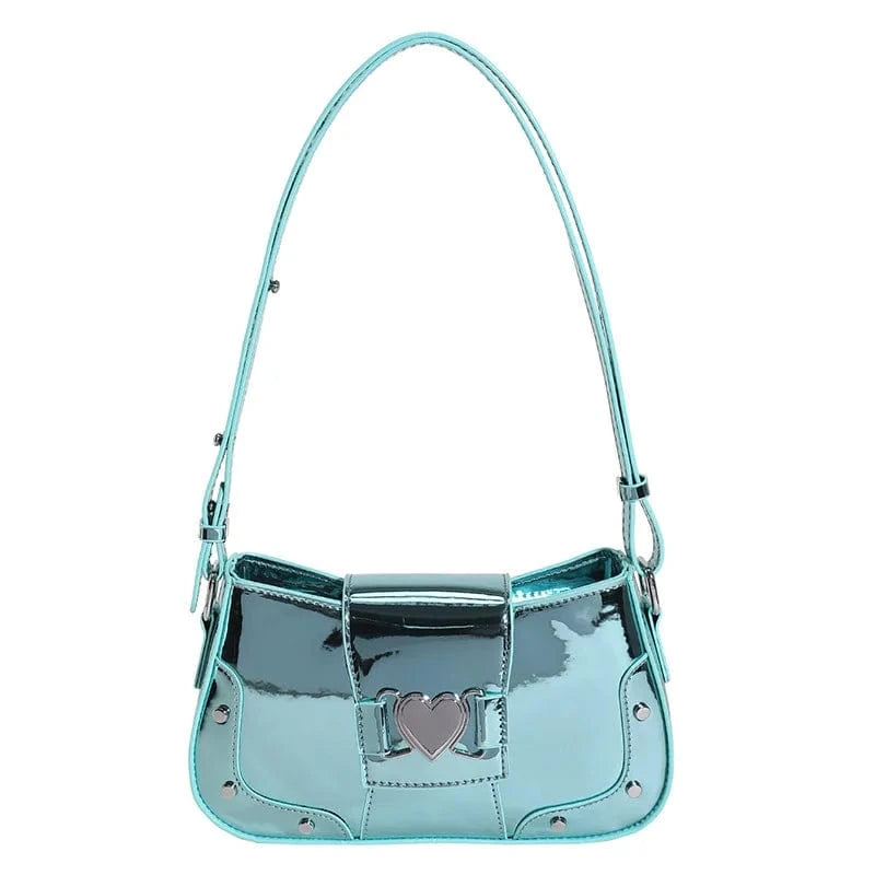 Blue 2024 Trendy Leather Shoulder Bag Heart Shape Ornament Stylish Luxury Handbags for Women Wholesale