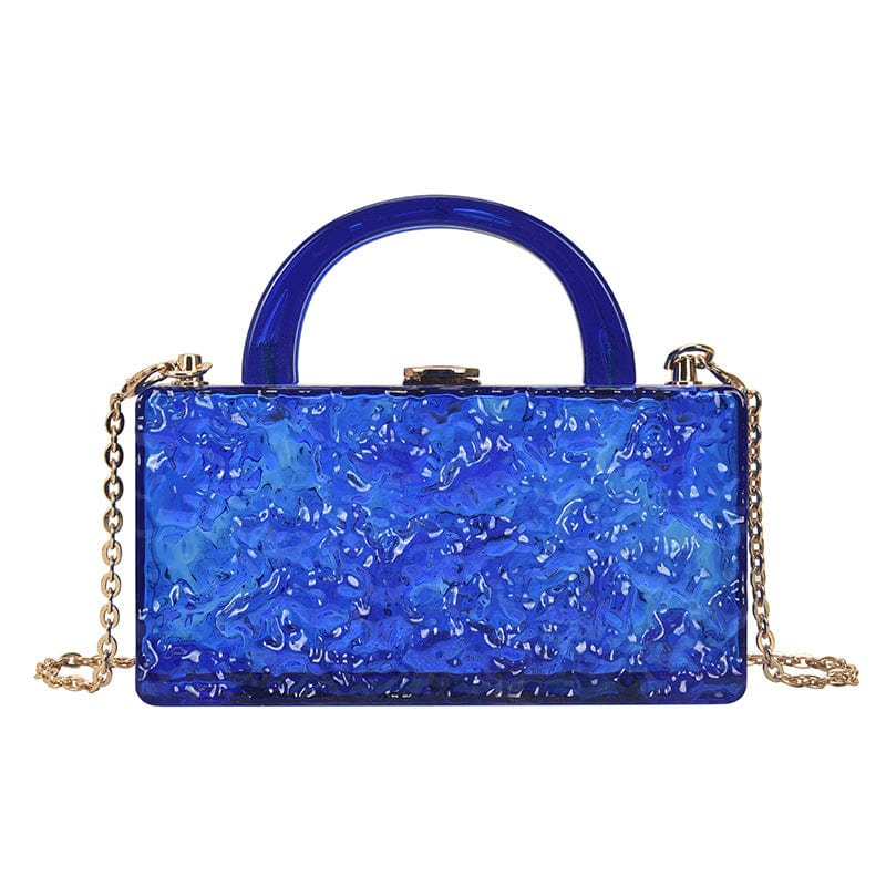 blue A Acrylic Transparent Crystal Texture Box Handbag Fine Metal Chain Crossbody Bags for Women Fashion Mahjong Bags Ladies Luxury