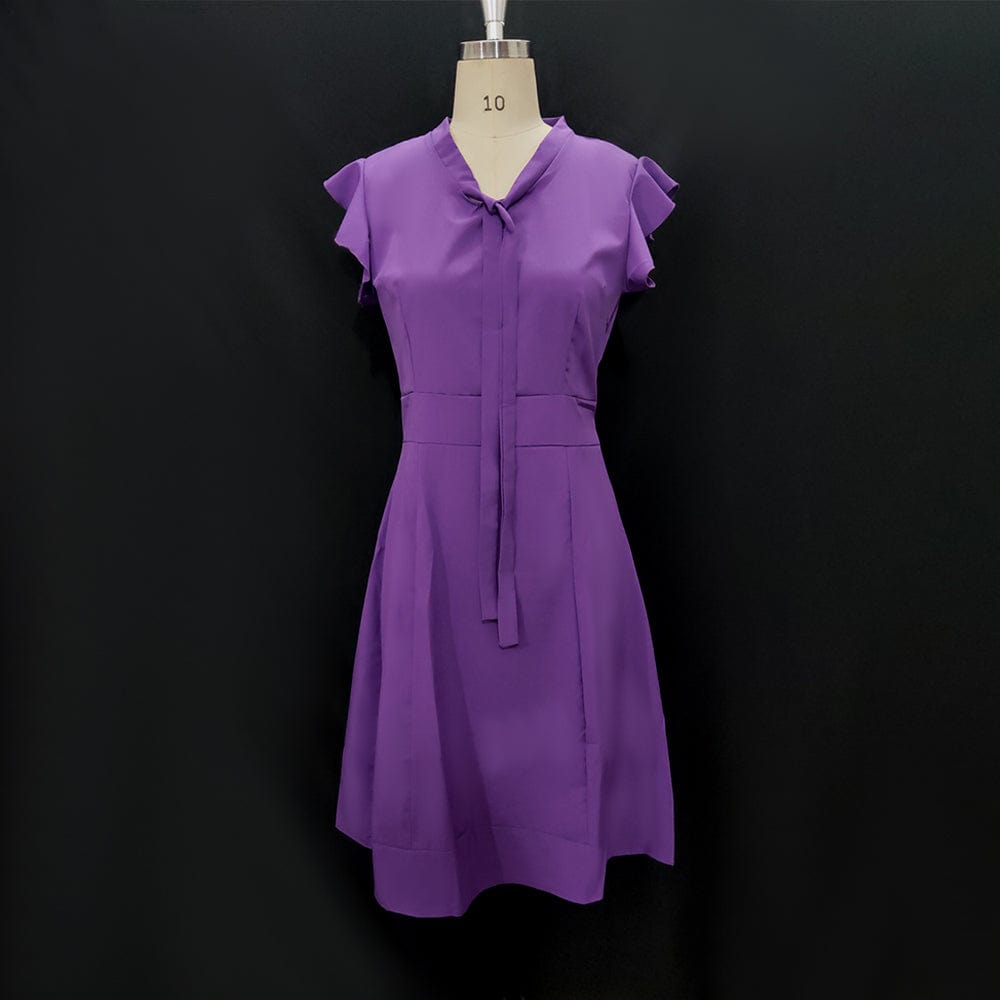 Blue Bodycon Big Size Mid Calf Slim Butterfly Sleeve Lady Casual Dress