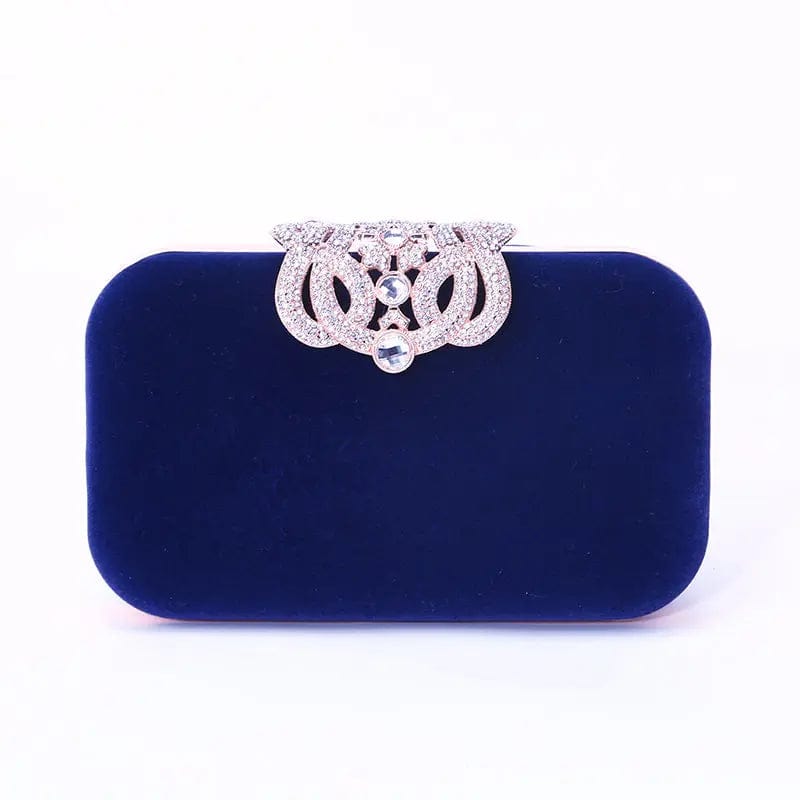 Blue Factory direct wholesale new style velour clutch bag crystal crown metal frame evening bag more colors for party prom banquet