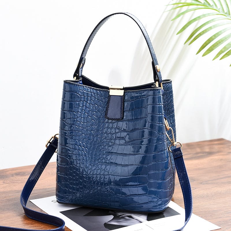 Blue Factory good quality alligator pattern bucket bag lady cross body bag stylish large capacity one-shoulder handbags 13192