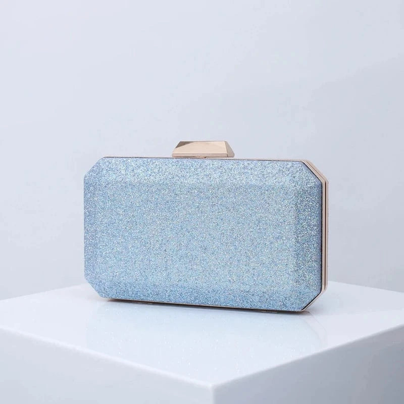 Blue Factory wholesale direct selling fancy trendy bling glitter PU leather handmade wedding golden clutch bag