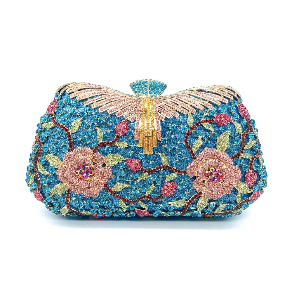 Blue Hot selling Crystal Gown Rhinestone Purse Dress Elegant Clutches Banquet Stone Evening Clutch bags for women
