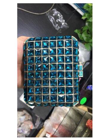 Blue Luxury Women Plaid Green Crystal Clutch Bags MINI Minaudiere Rhinestone Purses Wedding Evening Bag Party Diamond Dinner Handbags