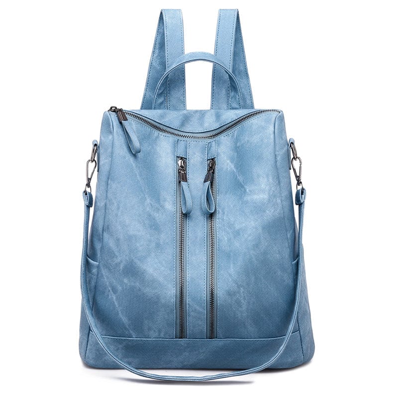 Blue Vintage Convertible Bag Backpack Purse PU Leather Fashion Backpack and Handbag for Women