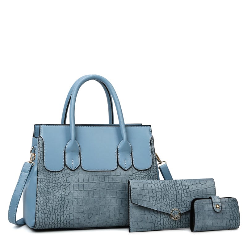 Blue Wholesale  Women Handbag Sets Stone Pattern 3pcs Large Capacity Tote Bag Hot designer Purse For Ladies