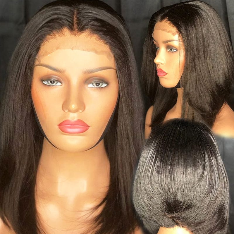 Bob Wig Lace Front Human Hair Ombre Colorful Brazilian Virgin Cuticle Aligned Short Hair Transparent Lace wigs