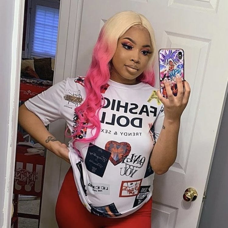 Body wave Ombre color 613 to Pink Colored Wigs 100% Human Hair Lace Front Wig