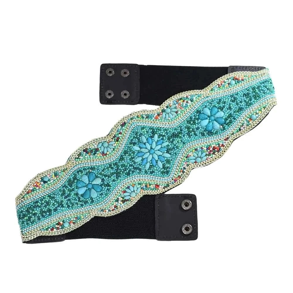 Bohemian Belt for Women Zulu Beaded Elastic Stretch Adjustable Waist Belt Retro Ethnic Belly Chain Exotic Body Jewelry