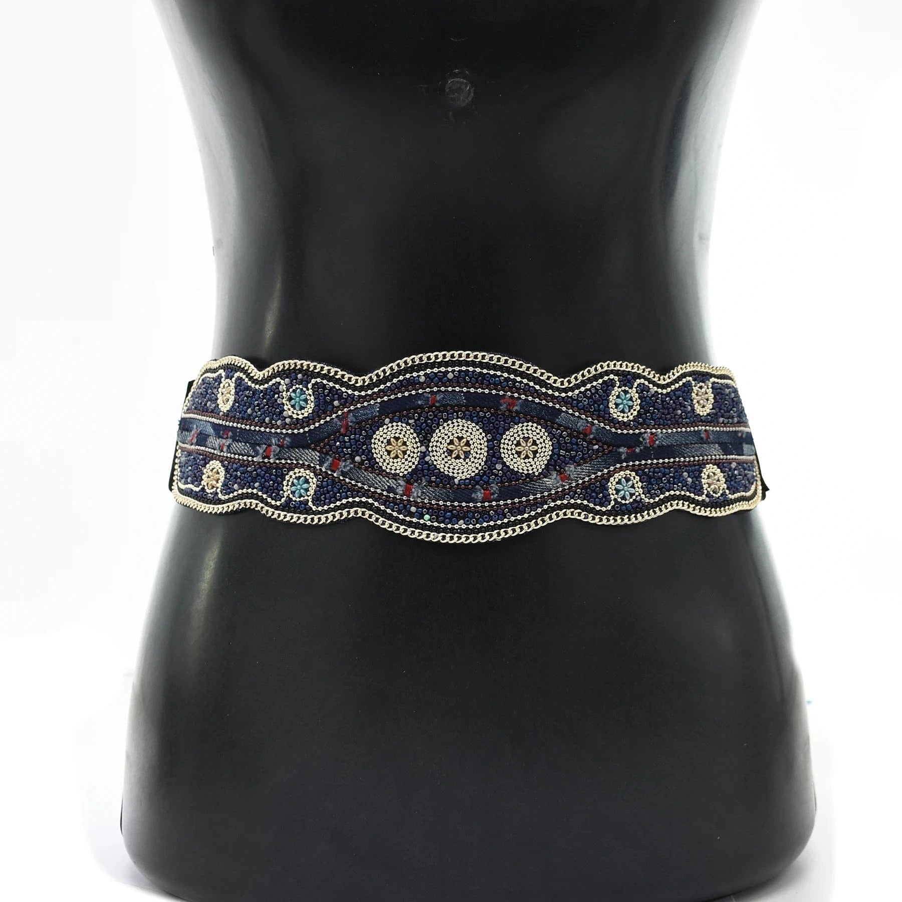Bohemian Belt for Women Zulu Beaded Elastic Stretch Adjustable Waist Belt Retro Ethnic Belly Chain Exotic Body Jewelry
