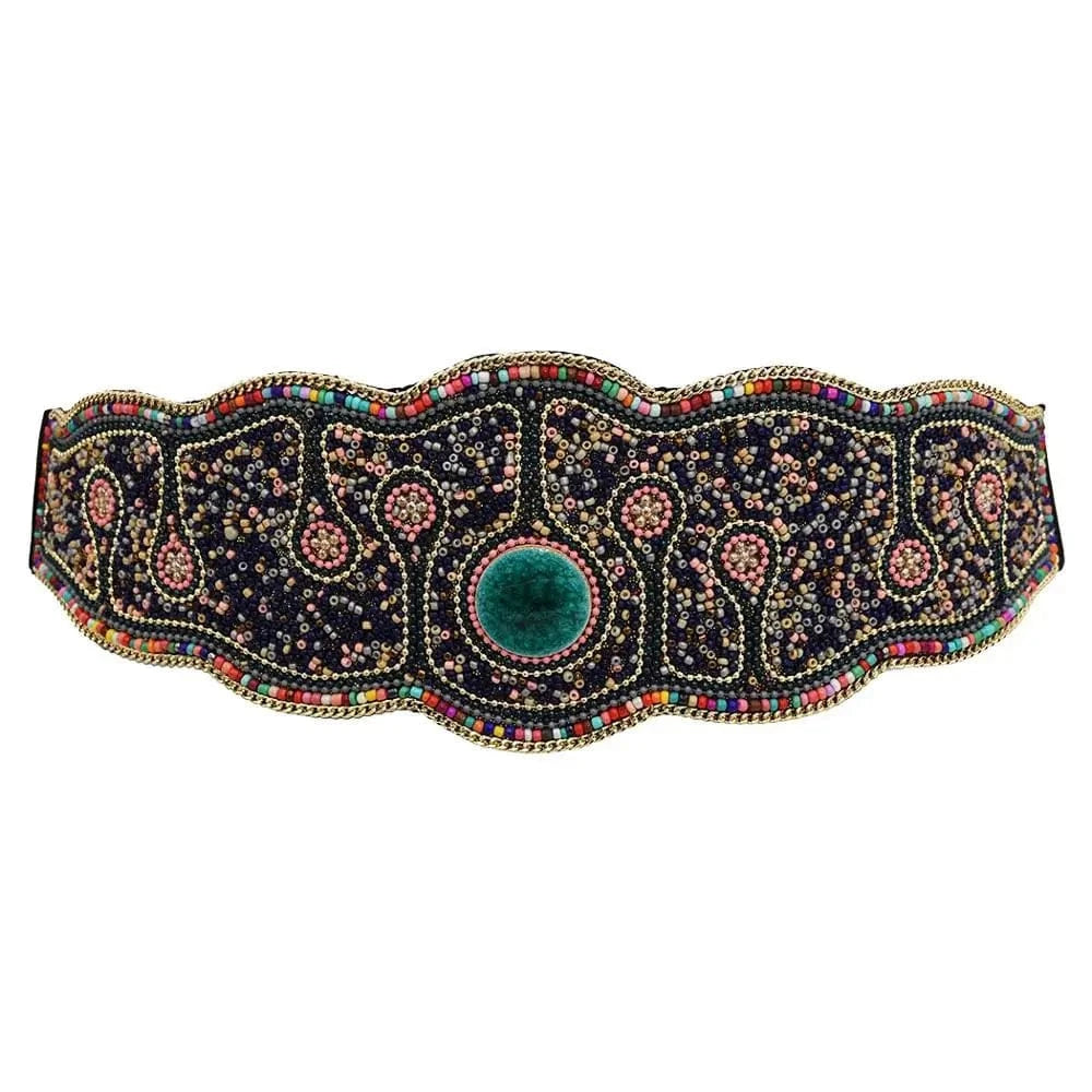 bohemian / Colorful Elastic rice beads belt dance waist chain costume accessories female retro bohemian national style