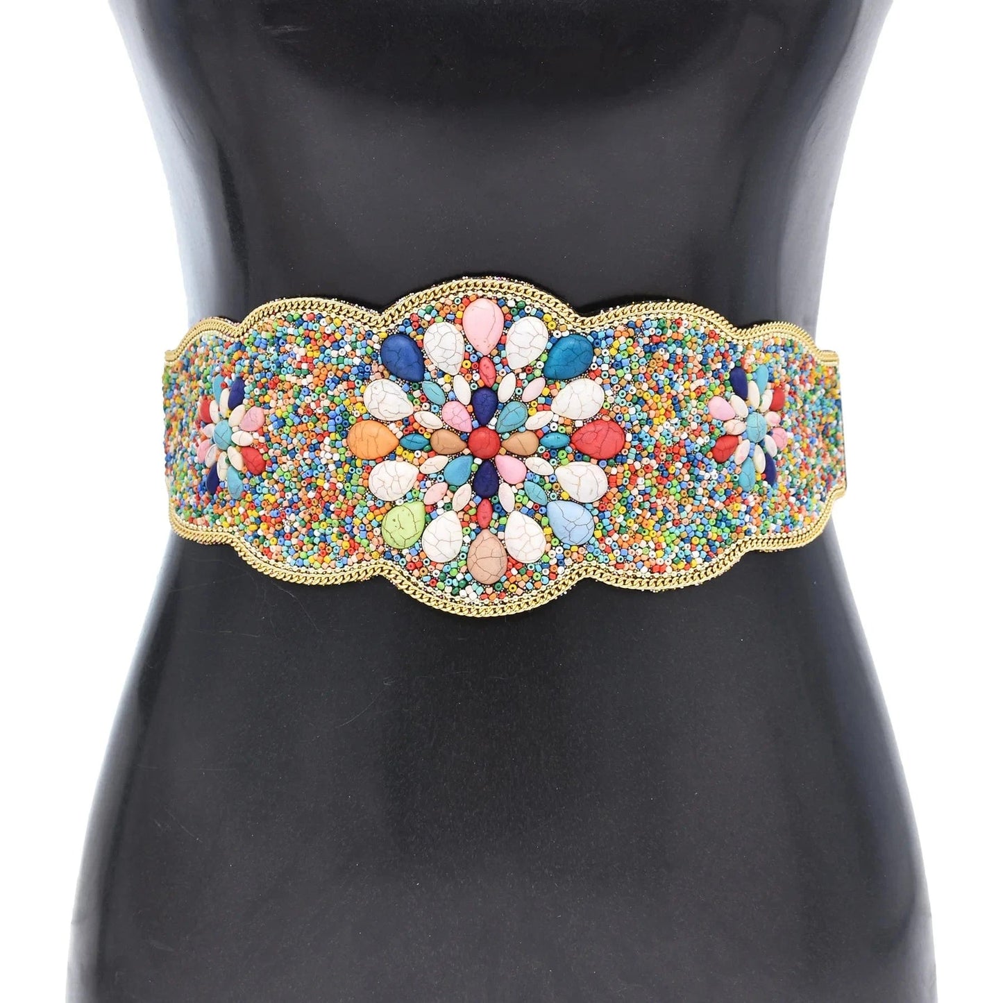 Bohemian Women Belt Zulu Beaded Elastic Stretch Adjustable Waist Belt Retro Ethnic Belly Chain Exotic Body Jewelry