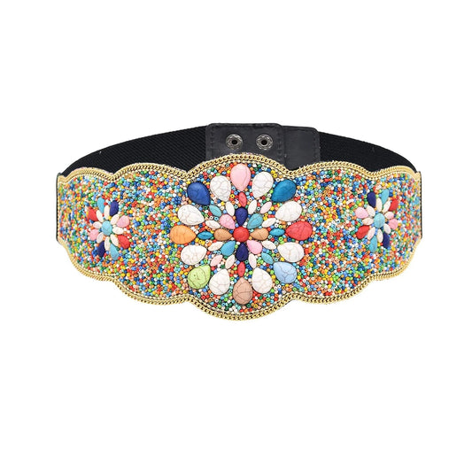 Bohemian Women Belt Zulu Beaded Elastic Stretch Adjustable Waist Belt Retro Ethnic Belly Chain Exotic Body Jewelry