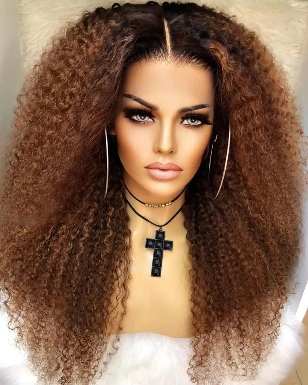 Boom Afro Kinky Curly Full Human Hair 99J Color Wig