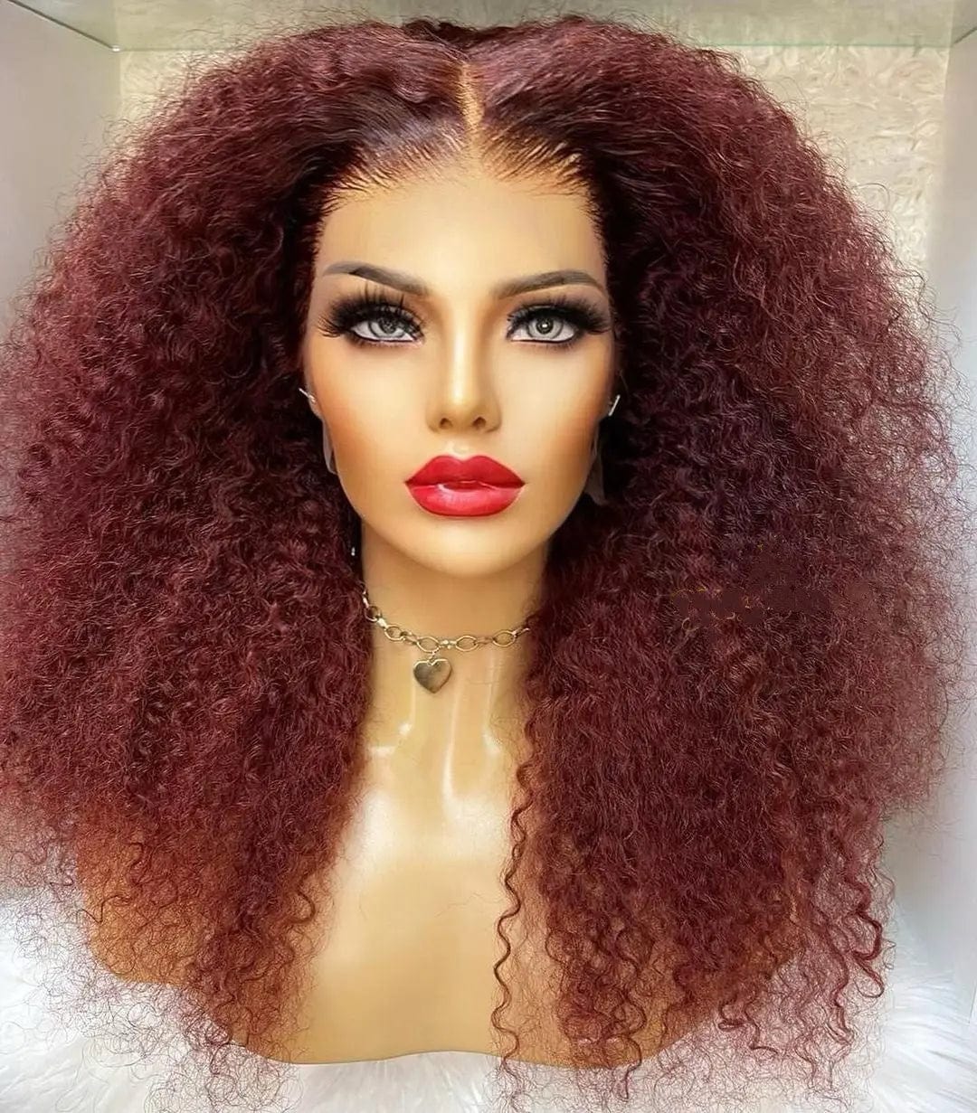 Boom Afro Kinky Curly Full Human Hair 99J Color Wig