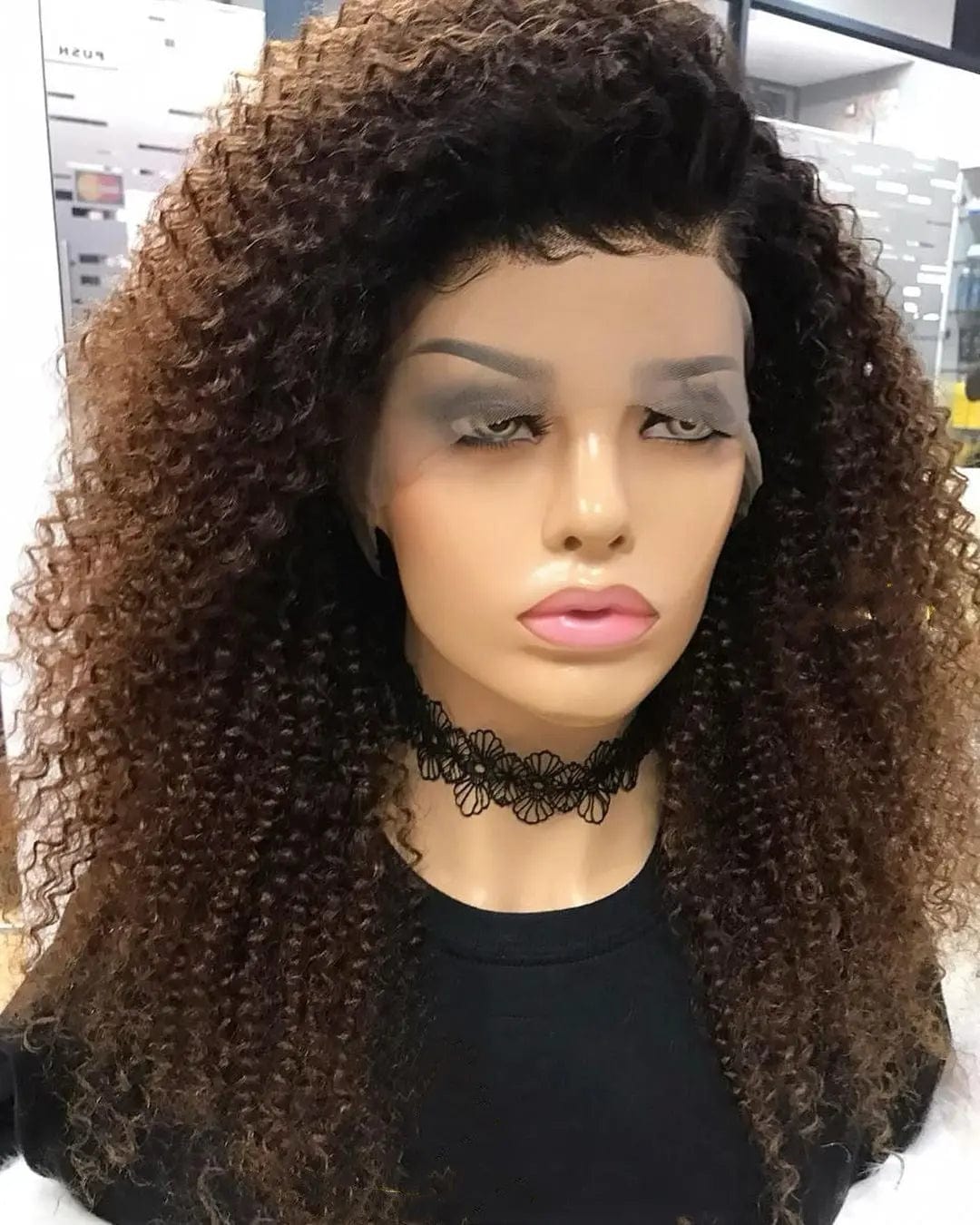 Boom Afro Kinky Curly Full Human Hair 99J Color Wig