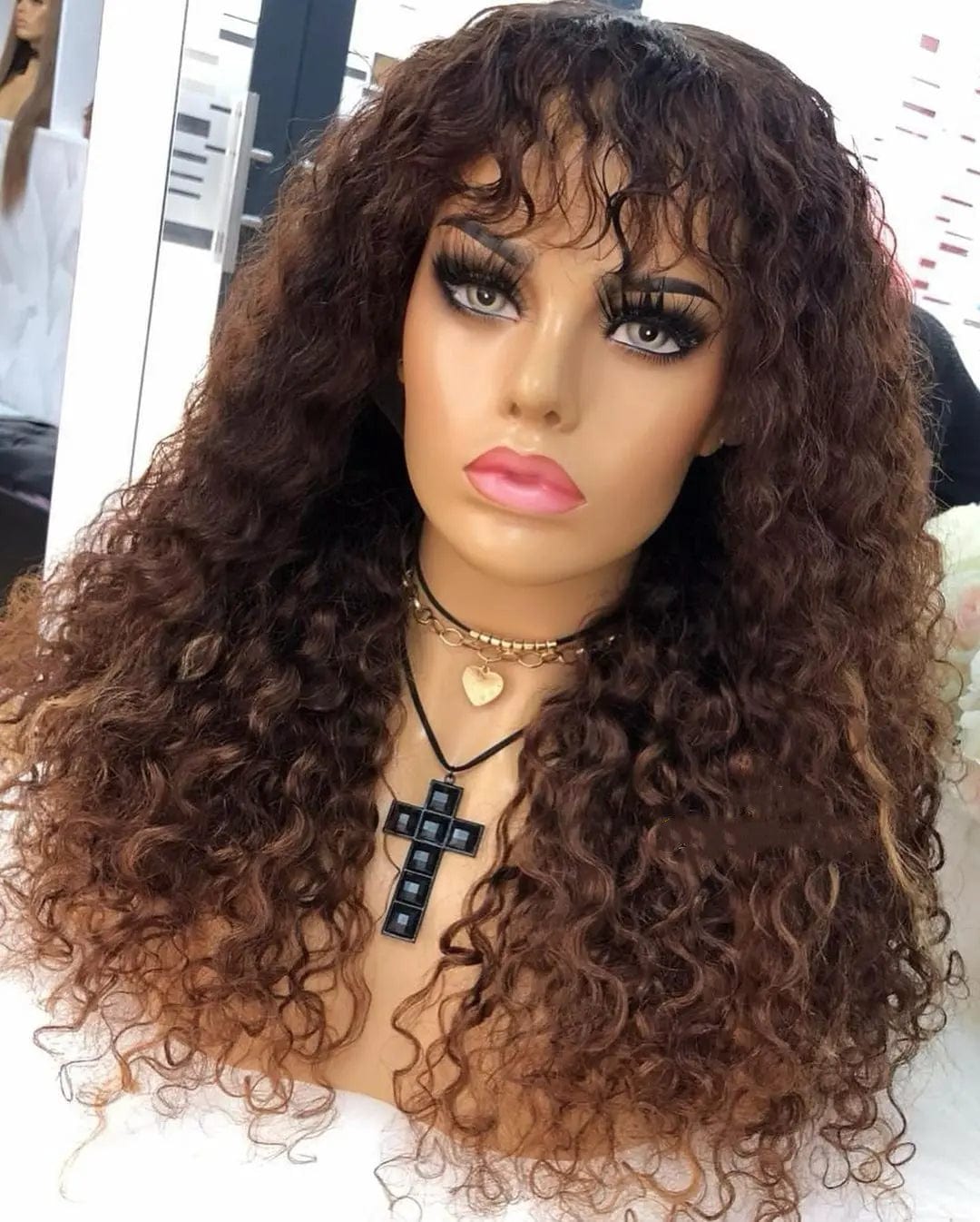 Boom Afro Kinky Curly Full Human Hair 99J Color Wig
