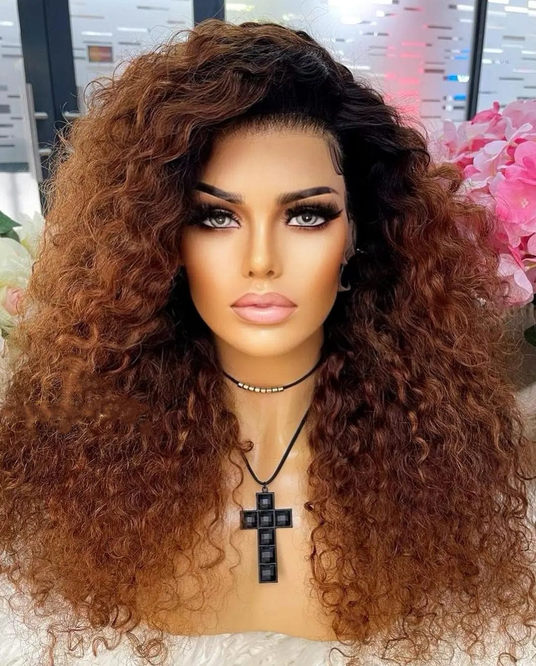 Boom Afro Kinky Curly Full Human Hair 99J Color Wig
