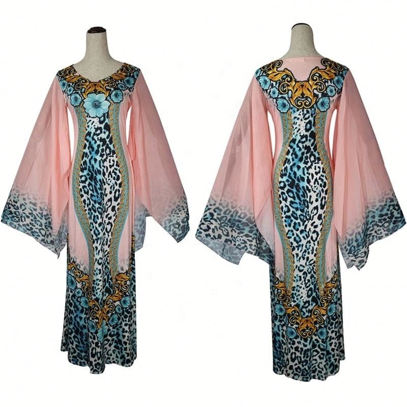 Boubou Africain Femme 2022 African Print Dashiki Clothes Plus Size Women Dress Batwing Sleeve Ankara Dresses Lady Party
