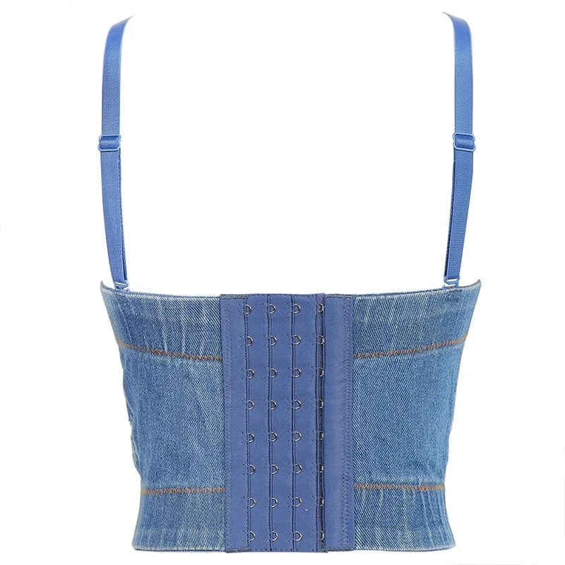 Boutique Customization Washed style Denim corsets top Sling corset tops for women sexy