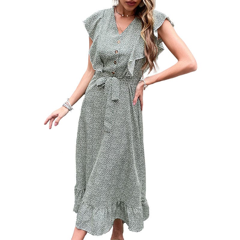 Boutique Summer Girls Dress Ruffle Clothing Women Dress Floral Printed Casual Dress