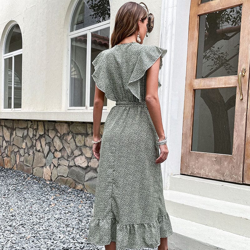 Boutique Summer Girls Dress Ruffle Clothing Women Dress Floral Printed Casual Dress