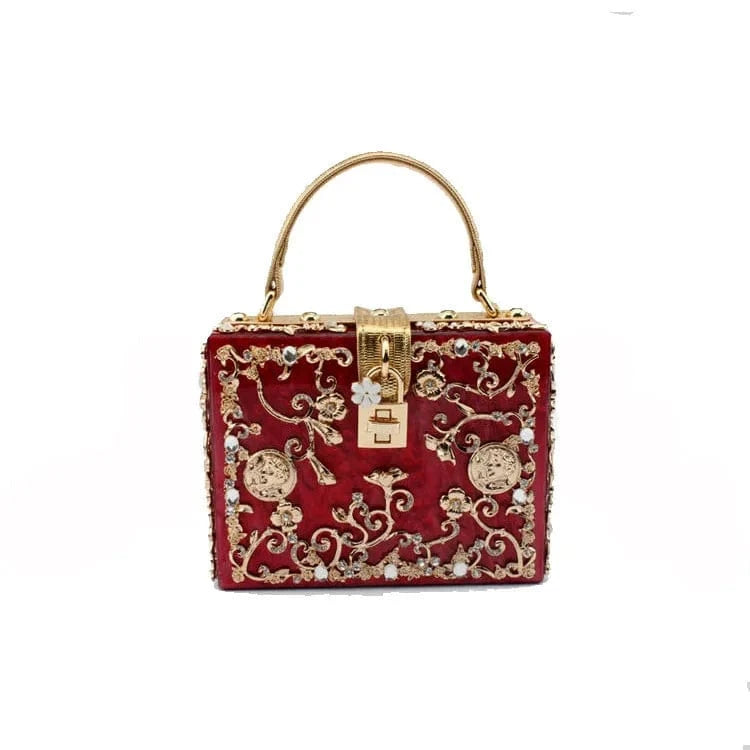 Box Designer evening bag diamond flower Clutch Bag hollow relief Acrylic luxury handbag banquet party purse women's Shoulder bag