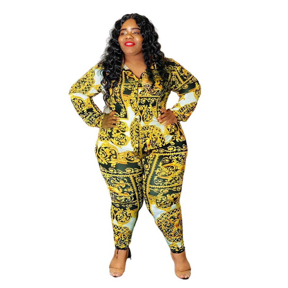 BR2792 Floral shirt women's fashion suit women's two-piece suit plus size