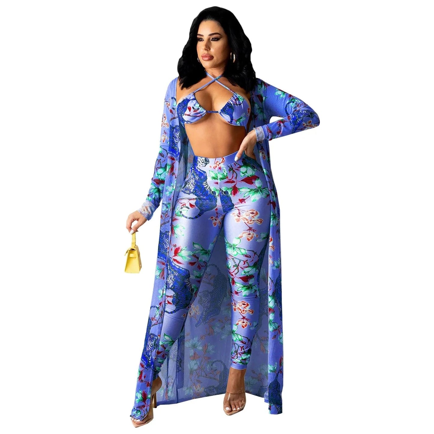 Bra Tops Cover Up Belted Three Piece Ladies Nighty Pajamas Sexy Lingeries Vendor Nightclub Pants Set Club Outfits For Women Sexy