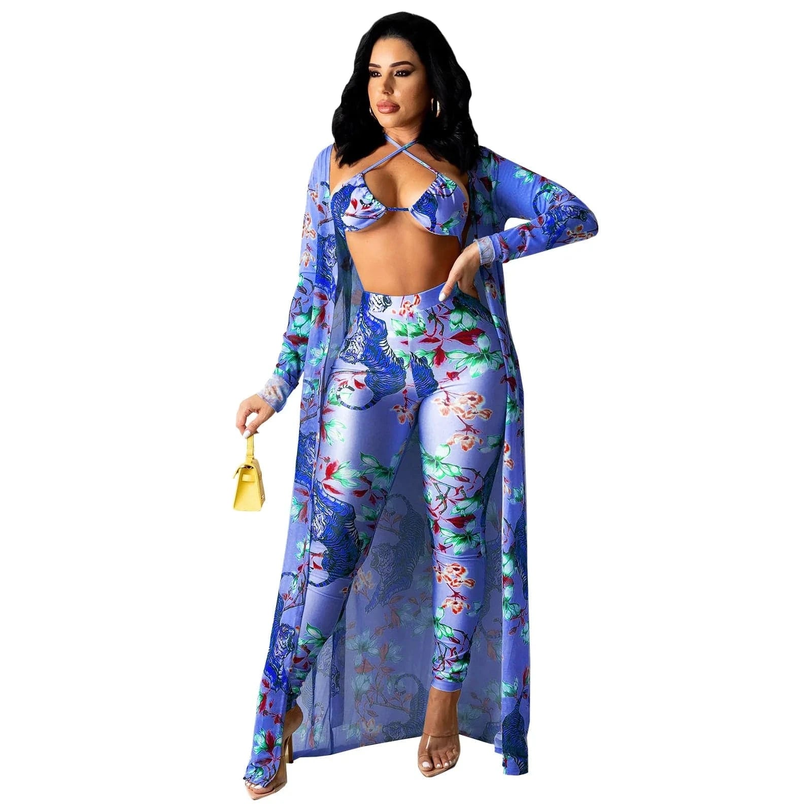 Bra Tops Cover Up Belted Three Piece Ladies Nighty Pajamas Sexy Lingeries Vendor Nightclub Pants Set Club Outfits For Women Sexy