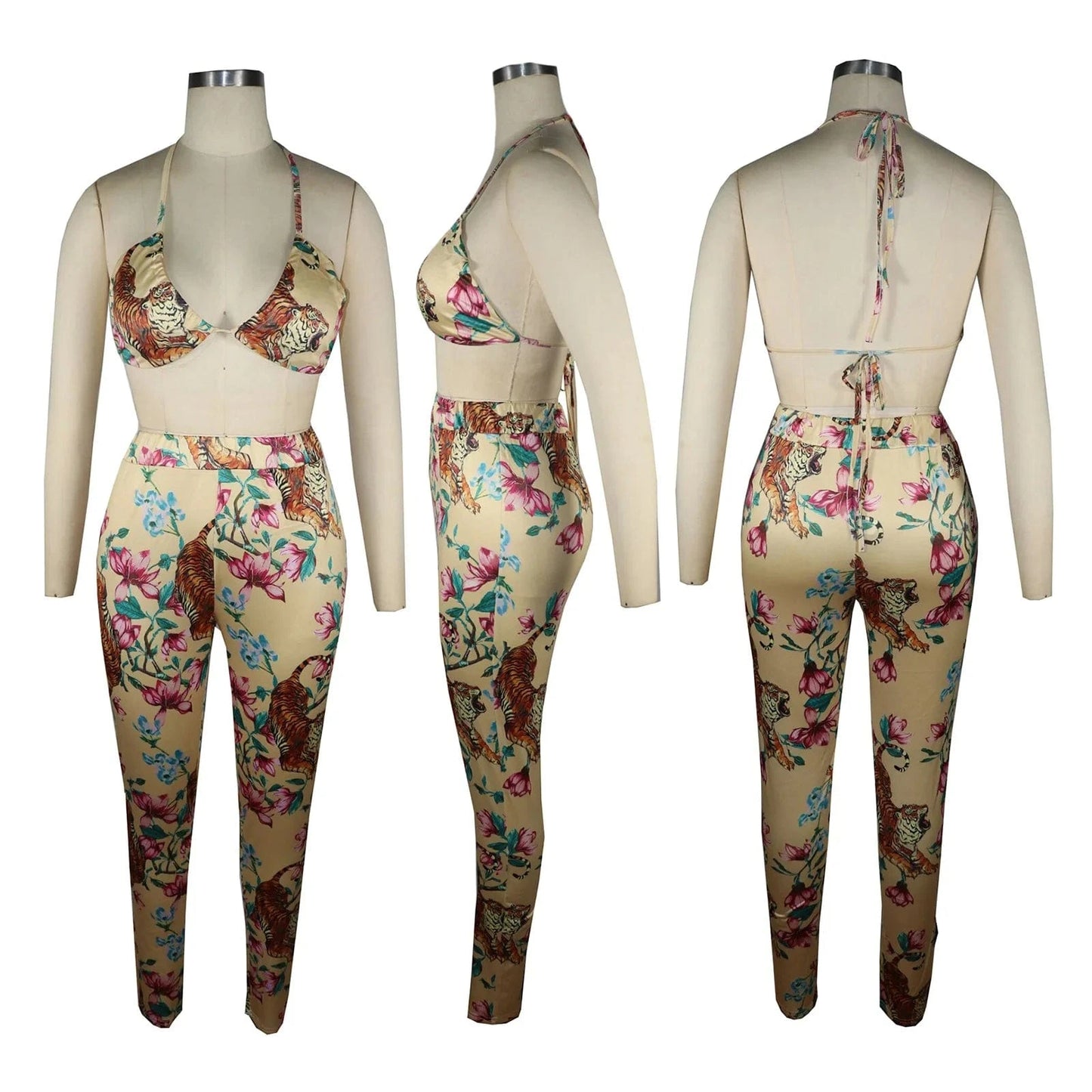 Bra Tops Cover Up Belted Three Piece Ladies Nighty Pajamas Sexy Lingeries Vendor Nightclub Pants Set Club Outfits For Women Sexy