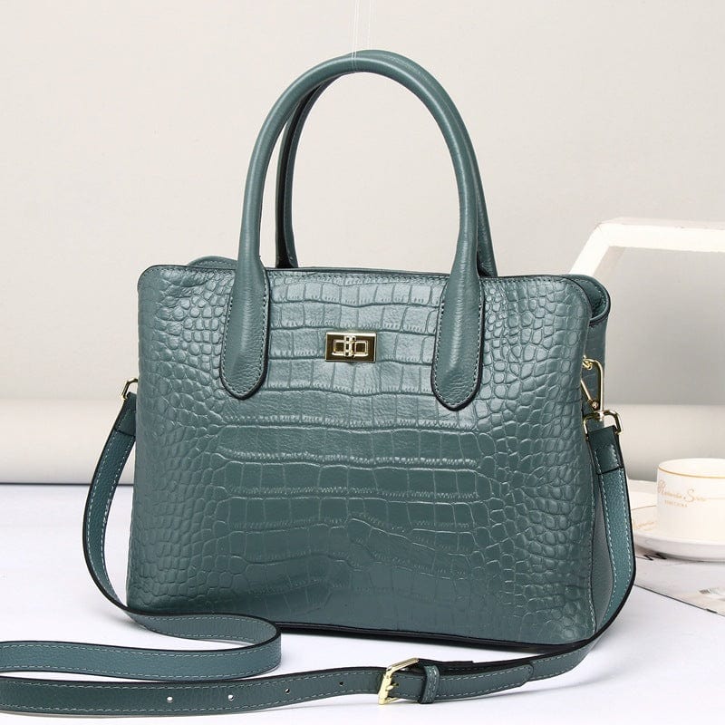 Brand Designer Large Capacity Crocodile Pattern Print Elegant Women Leather Handbags Top Cowhide Leather Handbag