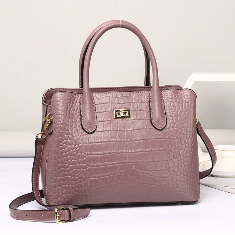 Brand Designer Large Capacity Crocodile Pattern Print Elegant Women Leather Handbags Top Cowhide Leather Handbag