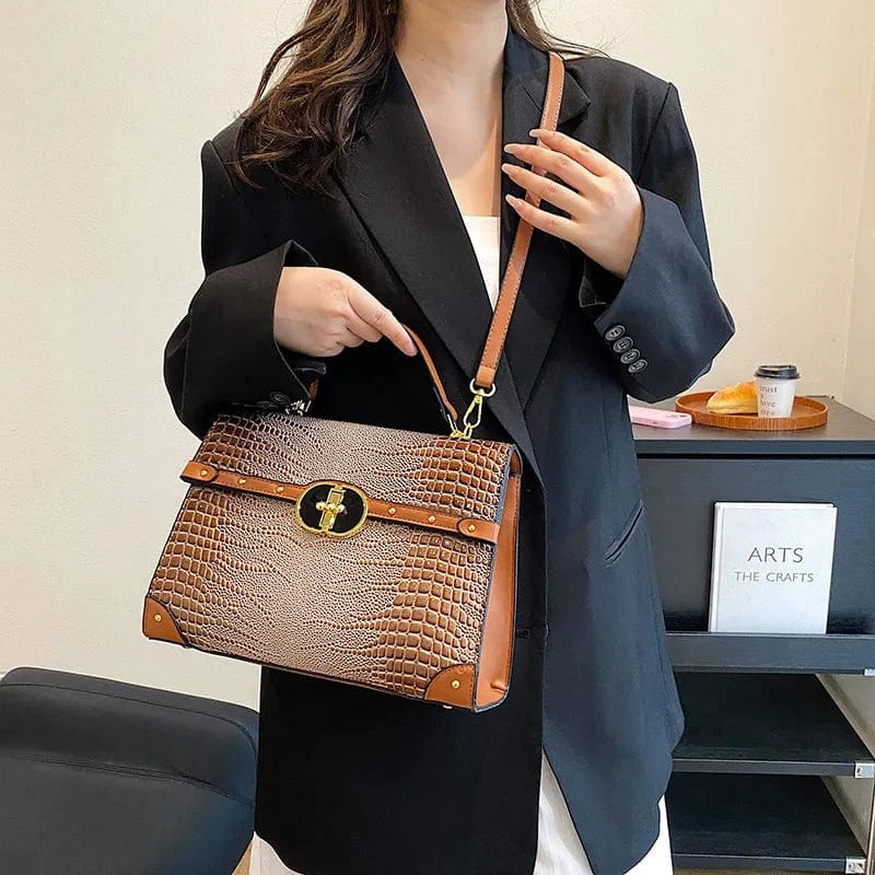 Brand retro Crocodile women's handbag 2023 new European and American Alligator business bag Luxury large capacity Tote bag