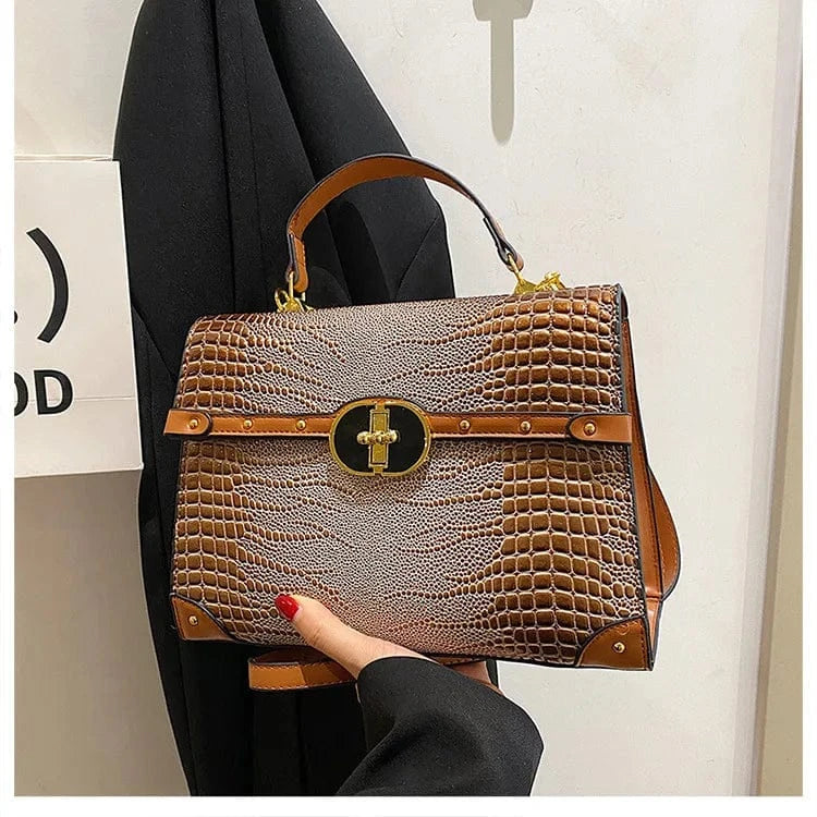 Brand retro Crocodile women's handbag 2023 new European and American Alligator business bag Luxury large capacity Tote bag