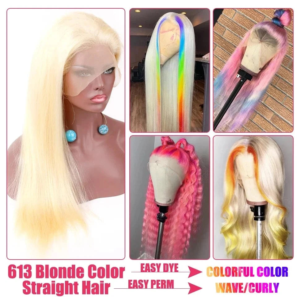 Brazilian 613 Lace Frontal Wigs Cheap Human Lace Wig 150% Density 13x4 Blonde Lace Frontal Wig Pre Plucked For Black Women