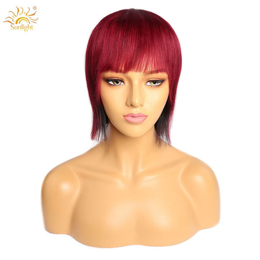 Brazilian 99J Short Bob Wigs 613 color   For Women Sunlight Blonde Straight Human Hair Wigs Machine Made Cheap Wig Natural