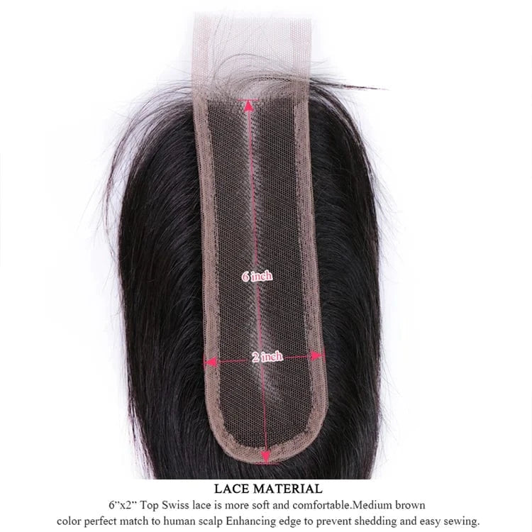 Brazilian Hair 2x6 Lace Front Closure Straight HD Lace Frontal Closure Transparent Swiss Lace Frontal
