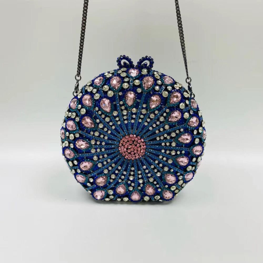 Bridal Party Women Evening Party Bag Fashion Diamonds Wedding Crystal Clutch Elegant Vintage Round Circle Purse