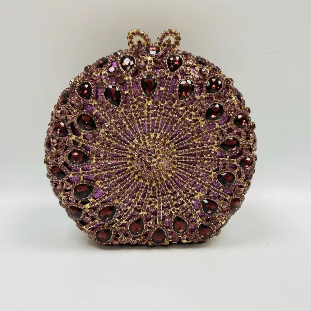 Bridal Party Women Evening Party Bag Fashion Diamonds Wedding Crystal Clutch Elegant Vintage Round Circle Purse