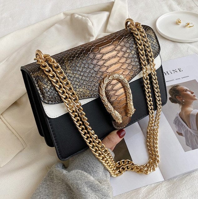Brown 2022 Luxury Alligator Chains Crossbody Shoulder Bags Women  PU Snake Skin Ladies Purses Girl Messenger Bag Handbags