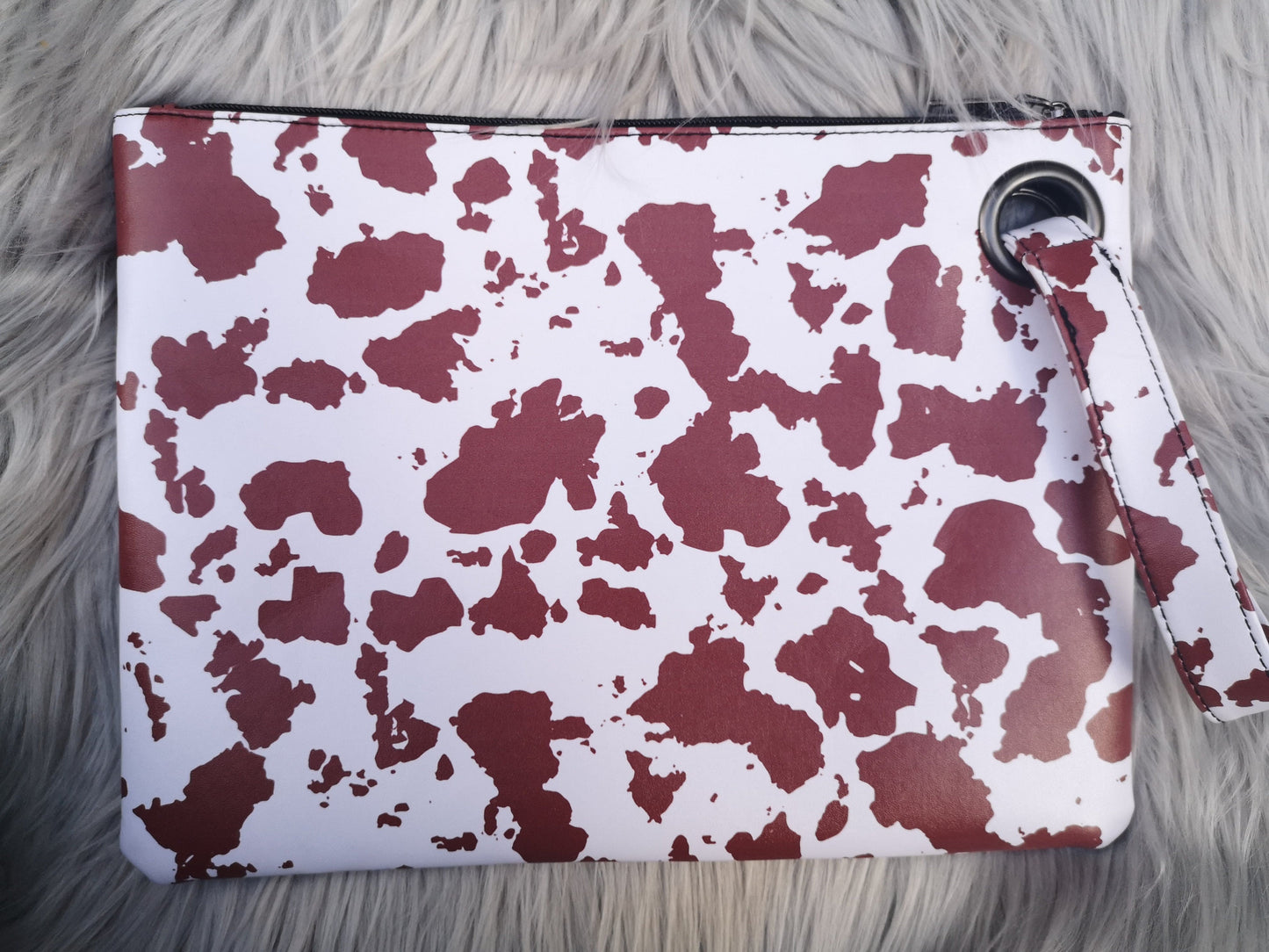 Brown Cow Women Leopard with Hair Oversized Clutch Bag Designer Large Capacity Clutch Handbag Lady Wristlet Purse Evening Bag For Girls