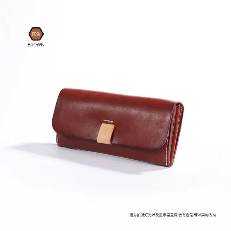 brown Customized Genuine Leather Long Wallet Handcrafted Vintage Style Multi-Functional Wallet Clutch Bag