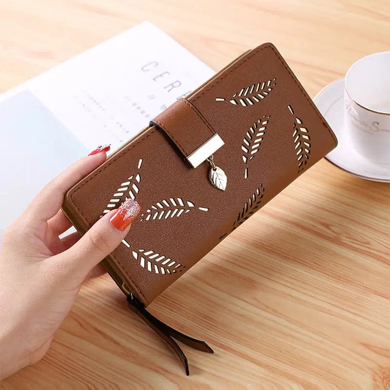 Brown Fashion Nice Leather Woman Wallets with RFID Card Holder Long Leather Organizer Ladies Purse Wallets for Women Fashionable PU