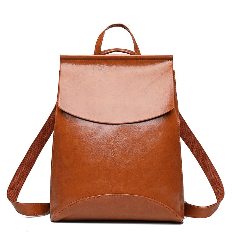 Brown Full Grain Leather Brooks Convertible Bag Small Women's Stylish Genuine Full Grain Leather Backpack Bags Purse
