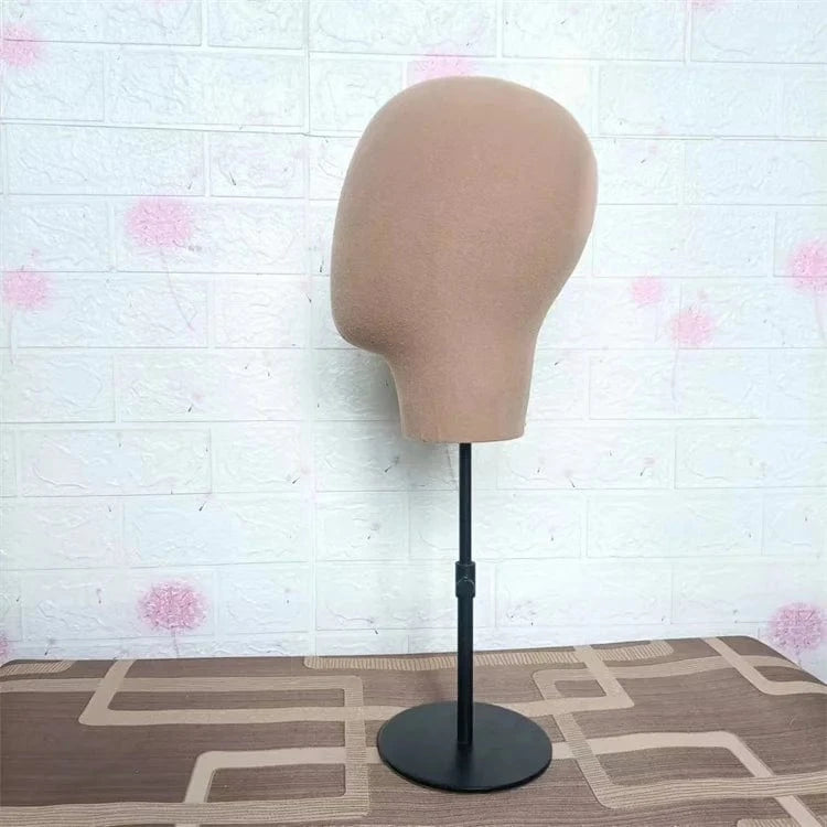 Brown head + black stand Hot Sale Wig Stand Tripod With ManneWig Store Mannequin Wig Display Velvet Mannequin Head For Wig Hat Display With Stand And Pin