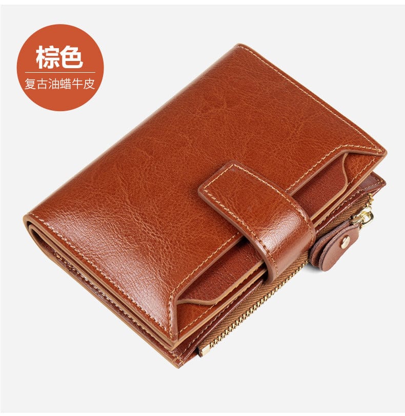 brown Ladies RFID anti-theft wallets for women fashionable large capacity real leather zipper wallet card holder purse womens wallet