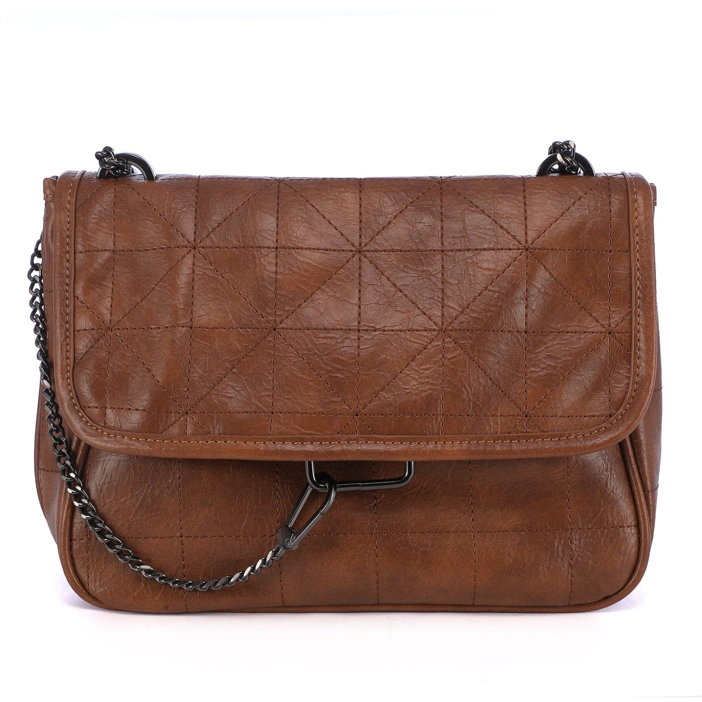 brown LOVEVOOK Brand Designer Luxury 2023 Quilted PU Leather Shoulder Pueses with Chain Strap Casual Crossbody Bags for Women Ladies
