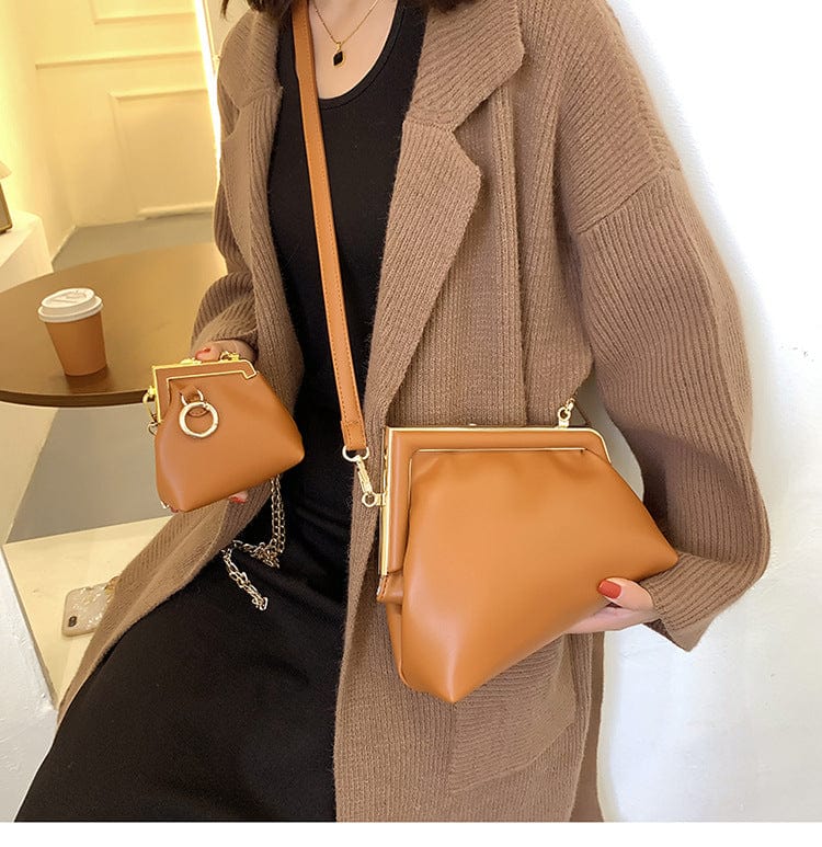brown Luxury Designer Retro PU Leather Evening Clutch Bag Ladies Small Shoulder Messenger Bags