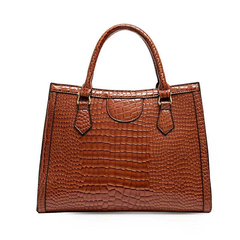 brown New chains women hand bags crocodile pattern tote pu leather crossbody ladies bag handbags